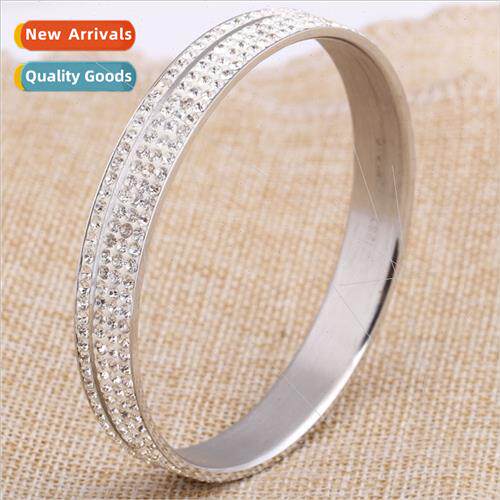 Four rows diamonds 12MM stainless steel mastic bracelet Euro