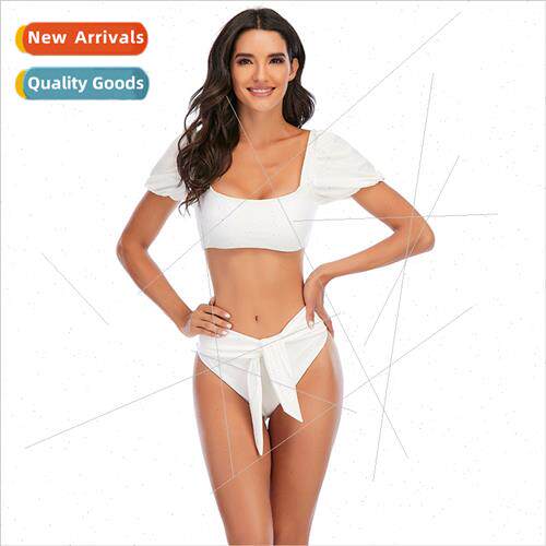 New Bubble Sleeve Bikini Europe One Neck Swimsu High Waist T
