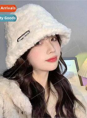 Korea  plush rabb hair fisherman hat female winter warm ear