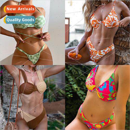 2022Europe new printing steel support bikini sexy spl swimsu