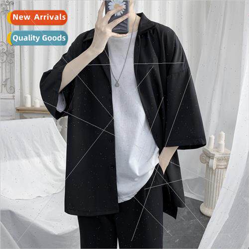 Seven-point sleeve shirt men short-sleeved ins design sense