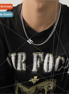 Hip Hop Hundred M letter pendant tanium steel necklace men i