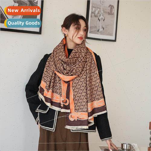 2023 fall winter warm scarf female Korea printing faux cashm