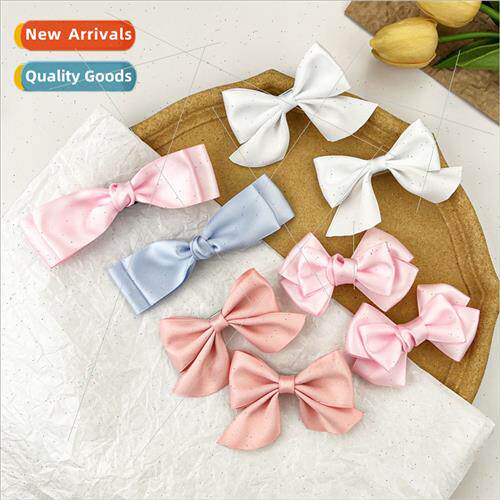 Sweet girl pink bow hair clips cute versatile side bangs cli