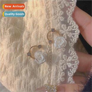 rose flowers female new earrings whe tide Spring 2022