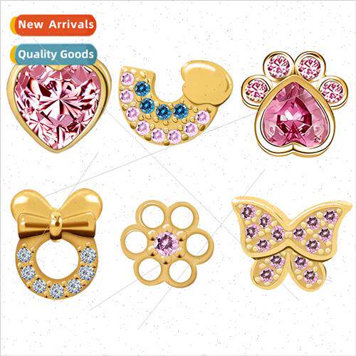 925 silver pink diamond girl heart earrings female love bow
