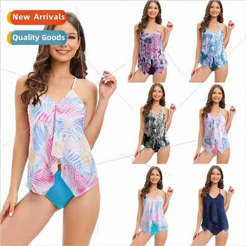 2024Europe Swimsu Spl Tankini Swimsu Two Piece Mesh Printed