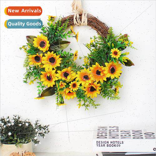 2022 Spring Rustic Rattan Sunflower Wreath mulation Sunflowe