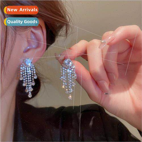 New diamond tassel earrings ins niche fashion hundred wh ear