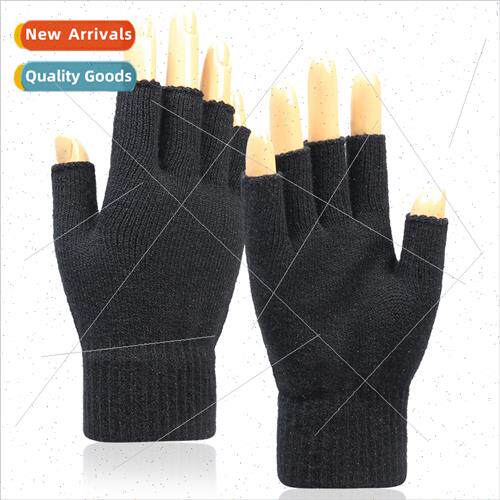 Knted Warm Men Half Gloves~Autumn Winter Woolen ColdproHalf