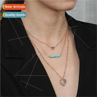 Europe jewelry colorful love abalone shell necklace versatil