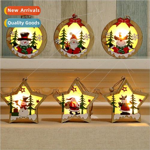 Christmas decorations wooden luminous pendant Christmas e de