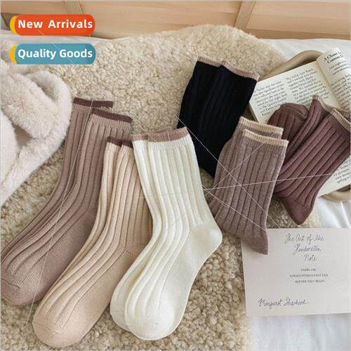 Autumn winter socks female new color blocking vertical patte