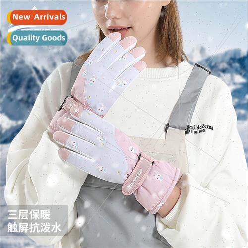 Ski gloves female winter outdoor touch screen padded warm ri