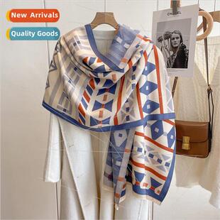 scarf female winter Retro warm shaped thickened imat diamond