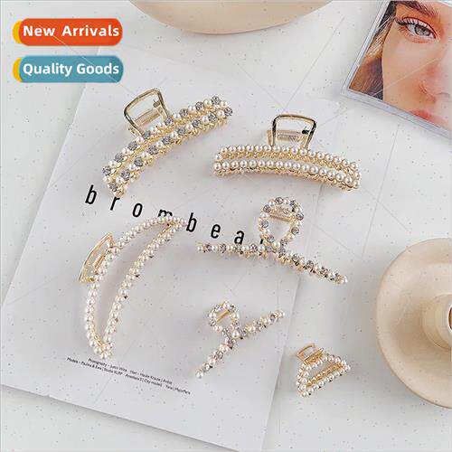 Metal Grab Clip Back Head Hair Grab Large Pearl Hair Clips i