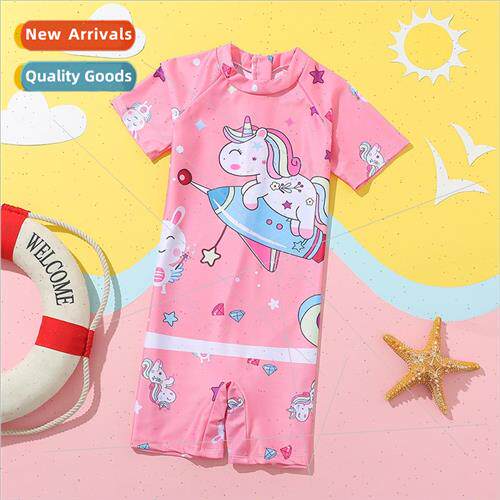 Childrens swimsu girls one-piece unicorn quick-dry cartoon s