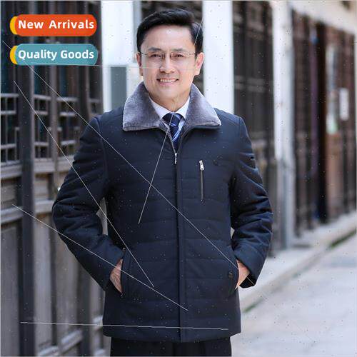 Middle-aged elderly men lapel cotton jacket winter dad insta