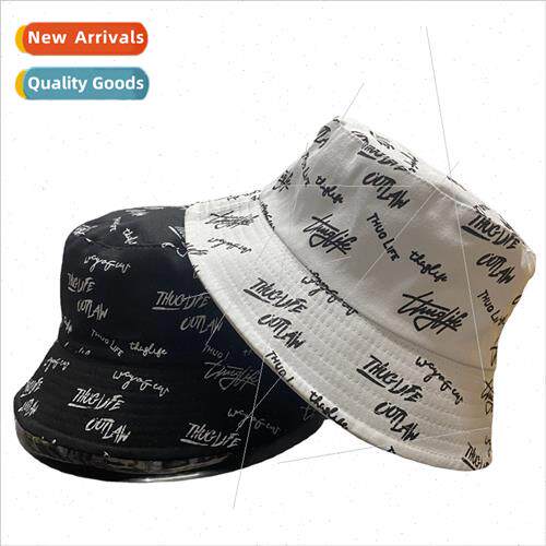 Hat female Korea ins printed letters embroidery fisherman ha