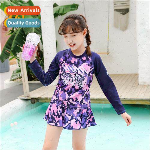 Girls swimsu one-piece dress conservative student small chil