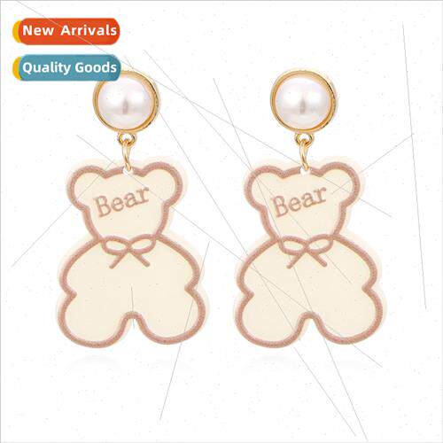 New creative alloy bear earrings retro oil drop English pear