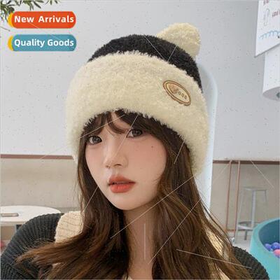 Autumn winter new bear ears knted cap female padded warm woo