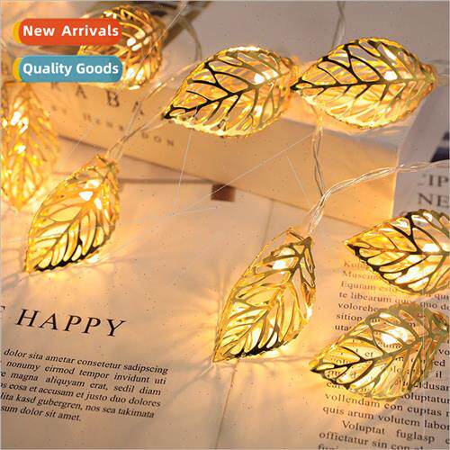 New led iron gold leaf lights string hollow gold leaf string
