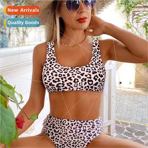 2022 Spl Swimsu One Shoulder Leopard Bikini High Waist Europ