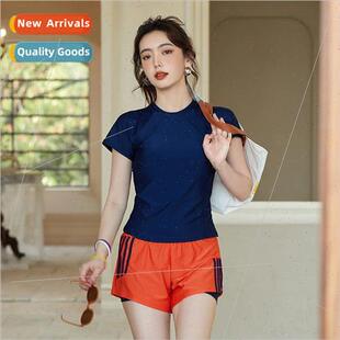 piece swimsu sleeved sports qui short two summer Spl womens