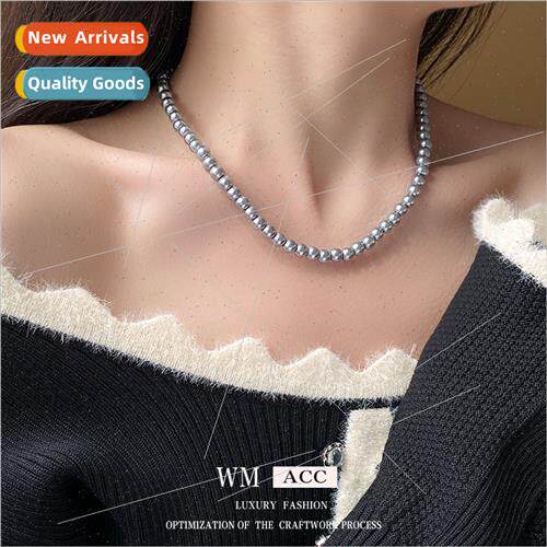 lver gray pearl necklace collarbone chain simple versatile n