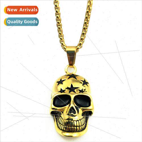stainless steel men ghost pendant cool star skull necklace a