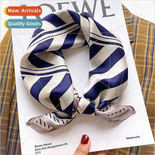 2021 new striped mulberry silk small silk scarf fashion wint