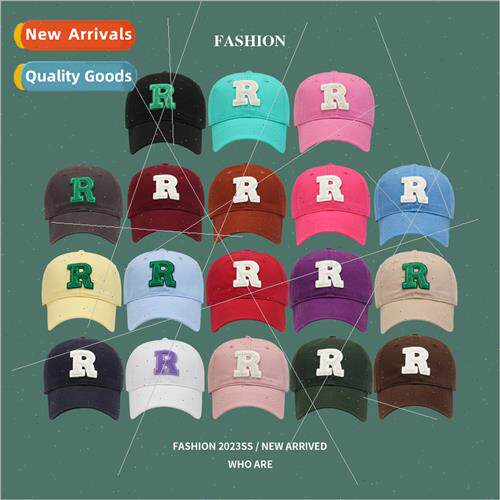 R label multi-color baseball cap female thin show face small
