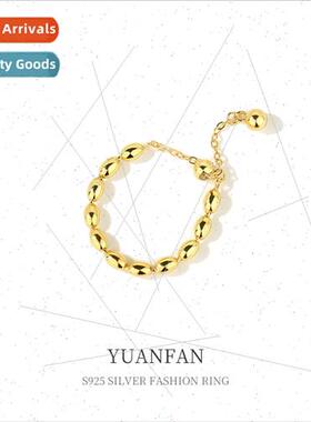 925 silver niche rice beaded ring female ins Europe vintage