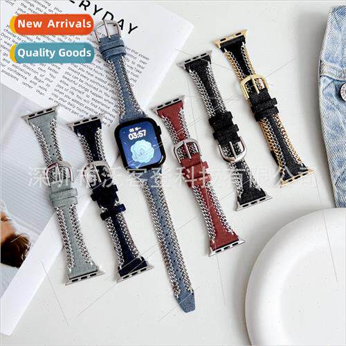 适用apple watch side zipper denim canvas strap apple watch8/