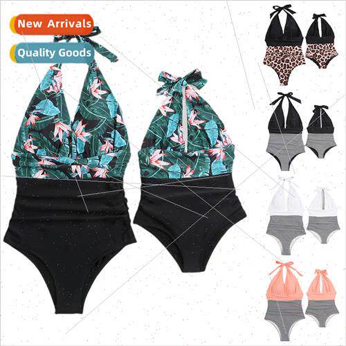 2022Europe new sexy swimsu women parent-child one-piece back
