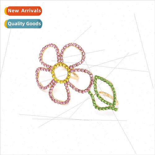 personalized alloy inlaid diamond flower ring design exagger