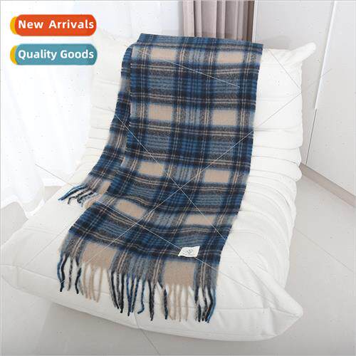 New double-sided plaid scarf Korean  fall winter thickened w