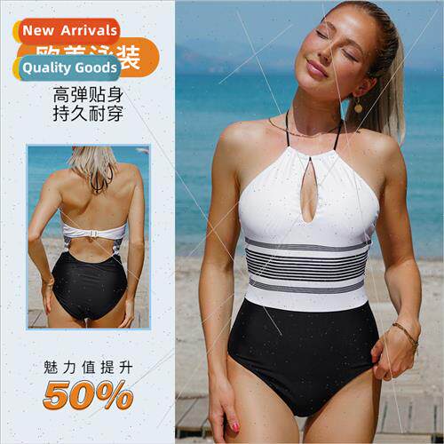 Sexy One-piece Swimsu Women Europe2023 New Striped Large ze