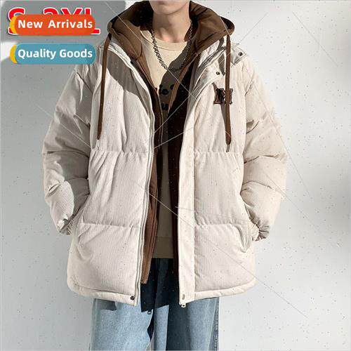 Corduroy cotton jacket men coat winter thickened warm hooded