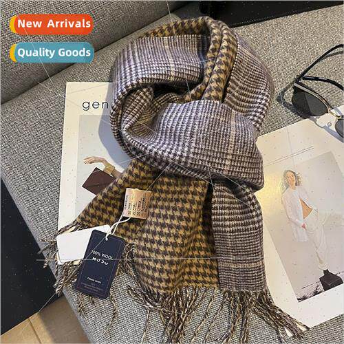 Pure wool classic bird plaid scarf female winter Korea  thic