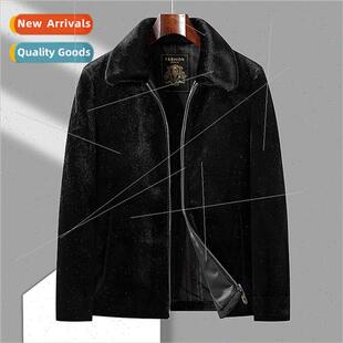 winter jacket tweed lapel casual fall new men velvet Mink