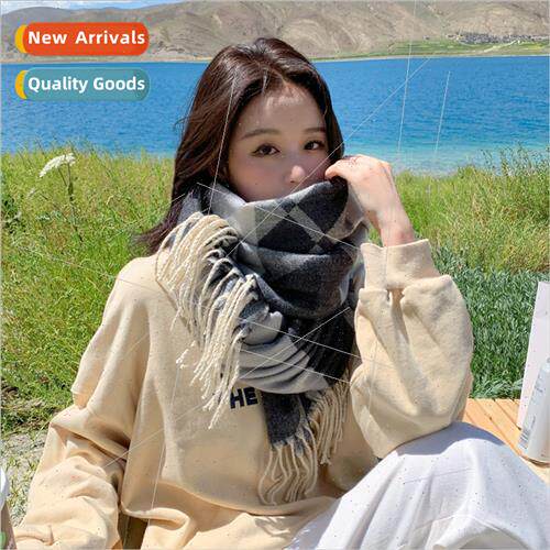 2022 new fall winter Korea  plaid children thickened warm st