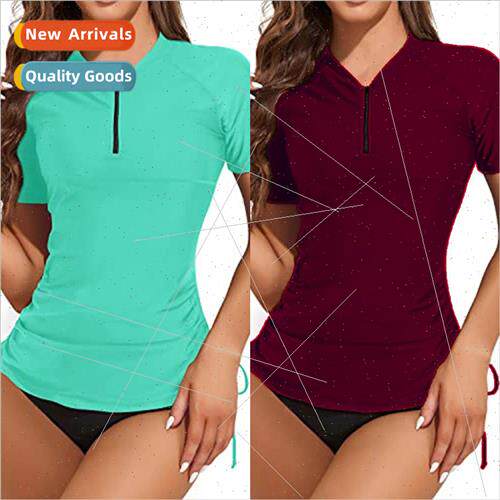2024 New Europe Solid Color Zipper Belly Shading Slim Surfin