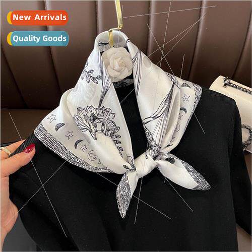 Gray silk scarf small square scarf 100% Mulberry silk camell