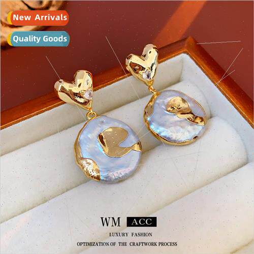 silver needle zirconia heart earrings versatile earrings ret