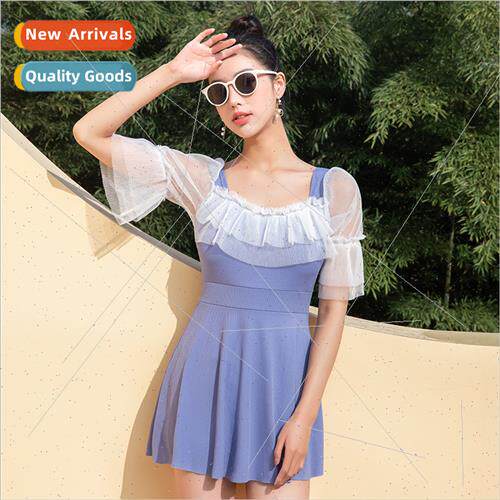 Fashion swimsu female belly-shading thin one-piece gathered