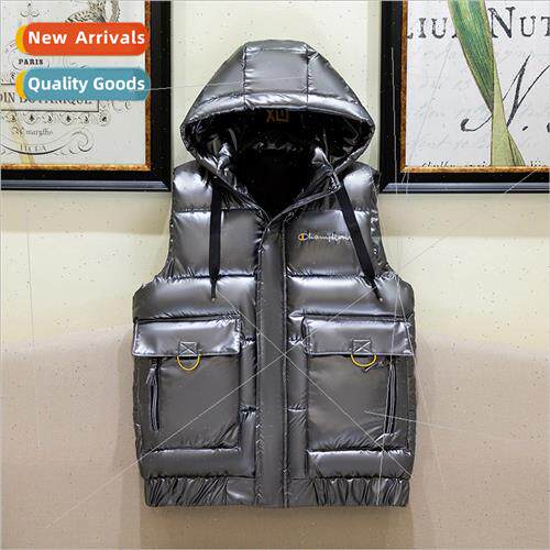 High- glossy -washable fall winter new down cotton hooded ve