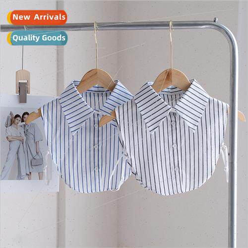 Striped women  false collar 2023 fall new Korea bottoming sh