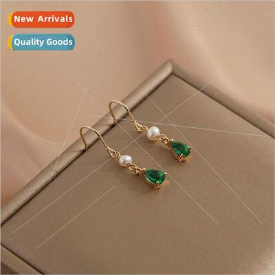 fashion pearl ear hook earrings female niche thin emerald ea